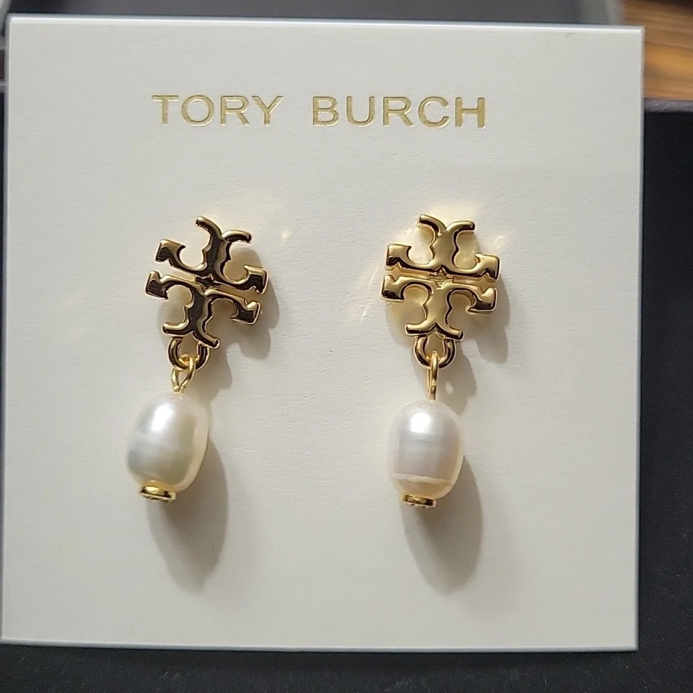 TORY BURCH PEARL DROP EARRINGS NWOT - Picture 3 of 3